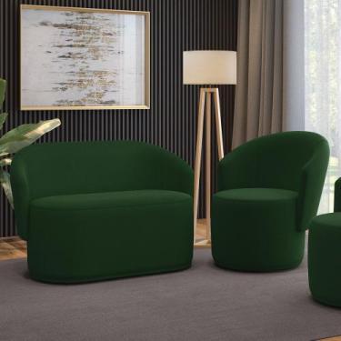 Imagem de Sofá Namoradeira e Poltrona Orgânica para Sala Malu Suede M11 - D'Ross