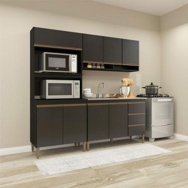Imagem de Cozinha Modulada Com Torre Quente Sabrina 3pçs Menu Móveis Preto