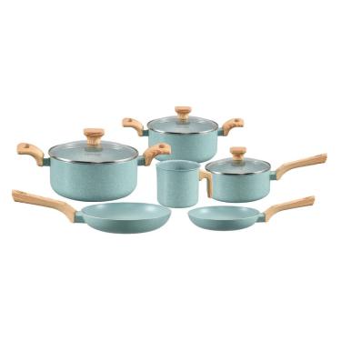 Imagem de Jogo Panelas Ceramica Antiaderente Fundo Triplo Fogão Indução Cooktop Conjunto 6 Peças