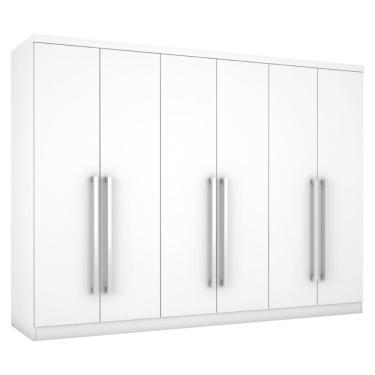 Imagem de Guarda Roupa 6 Portas e 8 Gavetas Bari 100% MDF - Novo Horizonte Branco Brilhante