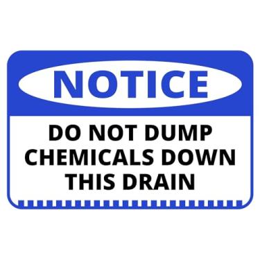 Imagem de Placa de parede ou porta Classic Framed Plus Notice Do Not Dump Chemicals Down This Drain | Sinalização de banheiro para escritório e espaço de trabalho - Pequena