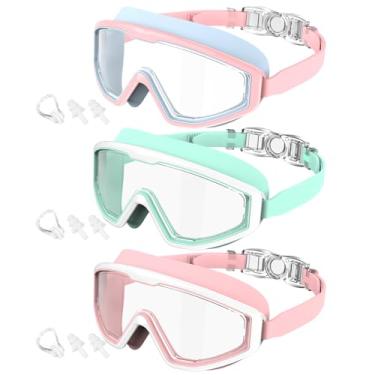 Imagem de CIFOYA Óculos de natação infantis, pacote com 3 óculos de natação para crianças de 4 a 16 anos, óculos de piscina com proteção UV antiembaçamento para meninos e meninas