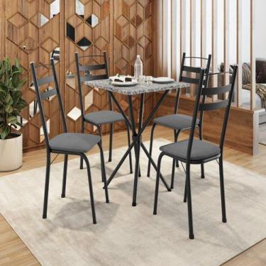 Imagem de Conjunto sala de Jantar Mesa Quadrada 70cm Tampo Granito com 4 Cadeira