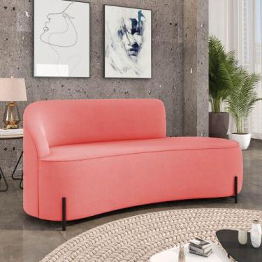 Imagem de Sofá 3 Lugares Orgânico 180cm Pé Ferro Preto Morgan Suede Rosê D03 - D