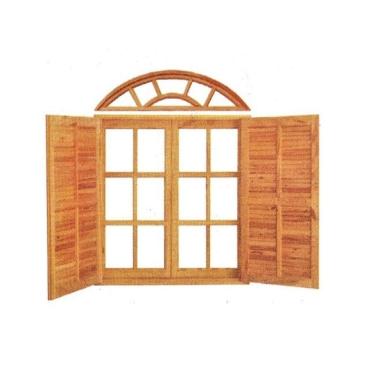 Imagem de Janela de Abrir Colonial Vidro e Veneziana - Madeira Maciça - Angelim