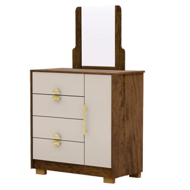 Imagem de Comoda Com Espelho 4 Gavetas 1 Porta 93 Cm Bel Vlr Imbuia Fendi