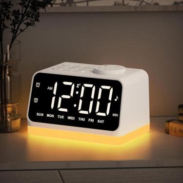 Imagem de Despertador, rádio FM digital JALL, quarto, luz noturna de 8 cores