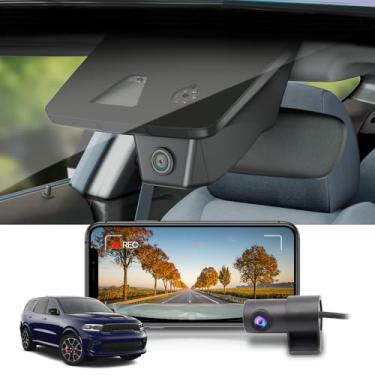 Imagem de Fitcamx Câmera frontal 2K + traseira 1080p para Dodge Durango GT SXT R/T Premium Plus Citadel 2021-2024, visual OEM, vídeo HD duplo, Wi-Fi e aplicativo, gravação em loop, sensor G, fácil de usar