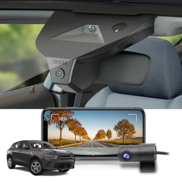 Imagem de Fitcamx Câmera veicular 2160p + traseira 1080P se adapta para Dodge Hornet 2023 2024 2025 GT R/T Plus (HD2-D5410), visual OEM, vídeo HD duplo, WiFi e aplicativo integrados, gravação em loop, sensor G