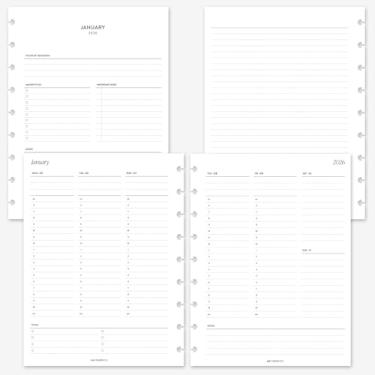 Imagem de MAY PAPER CO. 2026 Classic Happy Planner Week on Two Pages Weekly Planner Agenda Refil para 9-Discs Classic HP Notebook 19 x 23 cm (vertical a cada hora)