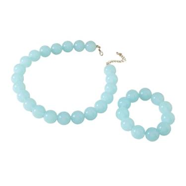 Imagem de NOVYRA Colar colorido de contas grossas para mulheres, colar de contas redondas de acrílico colorido, moderno, ajustável, de resina neon, grandes colares, feitos à mão, bijuteria de festa de fantasia