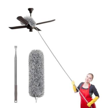 Imagem de Espanador Extensível com Haste Telescópica 2,80m, Microfibra Cinza, para Limpeza de Teto e Cantos