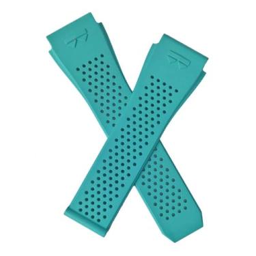 Imagem de Pulseira de relógio de borracha FKM turquesa/azul claro com mecanismo de liberação rápida para caber em relógios inteligentes TAG Heuer Connected E3 e E4 de 45 mm.