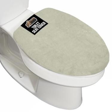 Imagem de GORILLA GRIP Tampa de assento de vaso sanitário de espuma viscoelástica grossa, parte superior de veludo macio, lavagem à máquina, capas acolchoadas de pelúcia para a maioria das tampas de tamanho