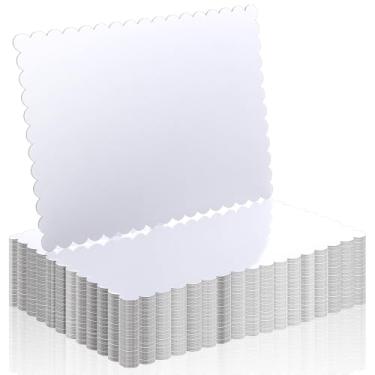 Imagem de mekueeex Pacote Com 20 Tábuas De Bolo Retangulares 14 X 10 Pol., Fundo Descartável Para Pizza, Sobremesas E Doces, Papelão Branco, À Prova Gordura Umidade