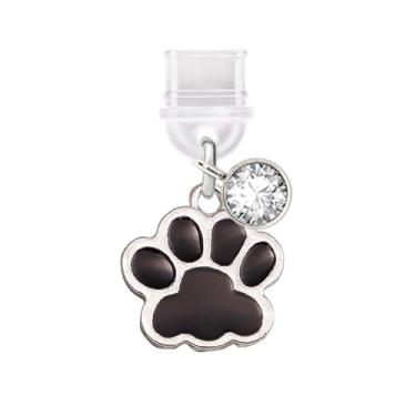 Imagem de ELISE & FONDA TP845 Tipo-C porta de carregamento USB plugue antipoeira pequeno gato pata pingente de telefone celular para iPhone 15/16/Samsung/OnePlus/Xiaomi/oppo telefones Android (preto)