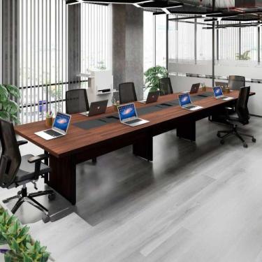 Imagem de Mesa Reunião Corporativa 4,80m 8 Pessoas c/ Cx de Tomadas F5 - F5 Offi