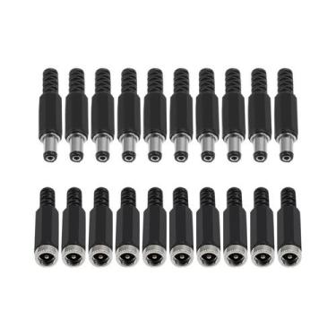 Imagem de 10 Pares De Conectores De Jack Barrel DC Fêmea E Macho De 5.5mm X 2.1m