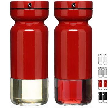 Imagem de CHEFVANTAGE Conjunto de dispensador de azeite e vinagre com garrafa de vidro elegante e design sem gotejamento – Vermelho