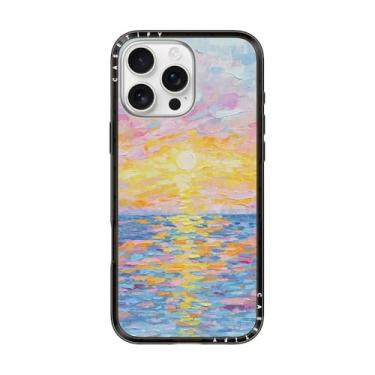 Imagem de CASETiFY Capa compacta para iPhone 16 Pro Max [fina e elegante/compatível com Magsafe/1,2 m. 2X proteção contra quedas de grau militar] - Pôr do sol fosco - preto transparente