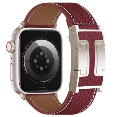 Imagem de Charlam Pulseira magnética de couro compatível com Apple Watch Series SE/10/9/8/7/6/5/4/3/2/1/Ultra 2 de 40 mm, 41 mm, 41 mm, 42 mm, 45 mm, 46 mm, 49 mm, 40 mm, 41 mm, 41 mm, 40 mm, 41 mm, 42 mm, 40