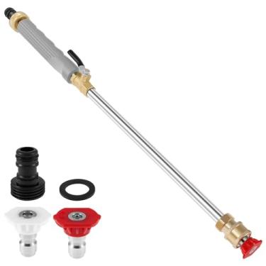 Imagem de KTZCTPCA Varinha de pistola de lavagem de alta pressão, varinha de jato de água e varinha rotativa, ferramenta de limpeza de pressão multiuso com 2 bicos, bocal de mangueira de metal para lavagem de