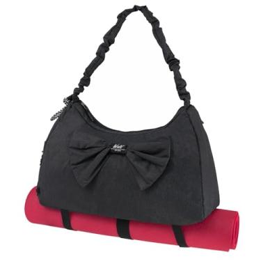 Imagem de WOLT Bolsa de ginástica feminina – Bolsa esportiva de viagem com compartimento para sapatos, bolsa noturna de fim de semana com bolso molhado para mulheres, viagens, academia, ioga, Preto, 18*12*7, Bolsa de ginástica para ioga