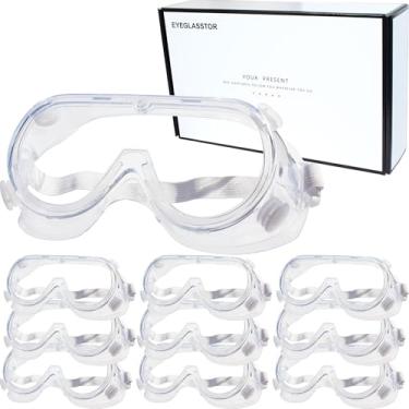 Imagem de Eyeglasstor Pacote Com 10 Óculos De Proteção Segurança Para Laboratório Química, Leves E Macios Sobre Grau, Ocular Antirrespingos Trabalhadores Da Construção, Corte Cebola Muito Mais, Branco