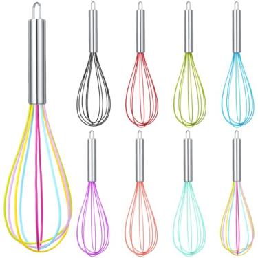 Imagem de Domensi 8 unidades de batedores de 30,5 cm a granel para cozinhar, batedores de ovos de aço inoxidável, revestidos à mão, de metal, resistente ao calor, para sala de aula, cozinhar, lembrancinha de