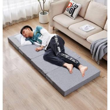 Imagem de Colchão De Quatro Espessuras, Colchão De Hóspedes Com Capa Removível, Almofada De Esponja De Colchão De Solteiro Macio, Colchão De Sofá-cama Break/P, Grey, 200 * 80 * 10cm