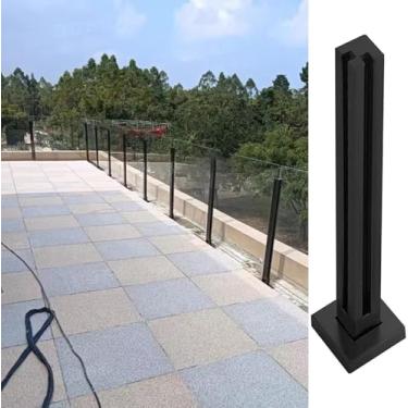 Imagem de Poste De Balaustrada De Vidro Moderno Preto Para 3/8" - 1/2" Vidro, Poste De Painéis De Vidro De Aço Inoxidável Com Kit Completo, Sistema De Corrimão De Vidro Para Vi, Color Grey, 65cm/25.5in