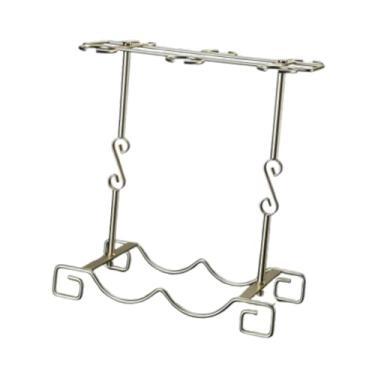Imagem de KiBcsLic Suporte para taças de vinho com 6 ganchos, suporte para taças, clássico para taças de ferro para 2 garrafas, mesa de bar, a