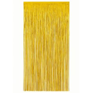 Imagem de Cortina Metalizada 1x2m Brilhante Festa Balada Casamento Decoração Reveillon (Dourada)