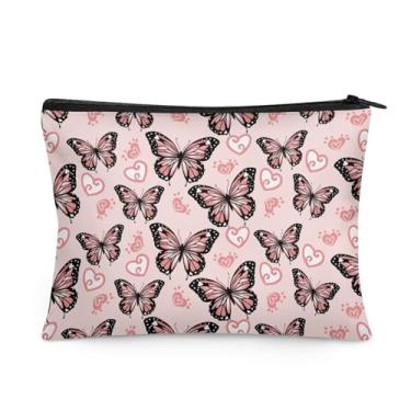 Imagem de Boatee Bolsa tiracolo para mulheres bolsa mensageiro para celular com alça de ombro para viagem, loja e corrida, Borboleta rosa