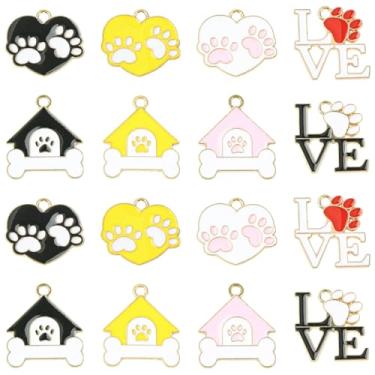 Imagem de UR URLIFEHALL 40 peças, 8 estilos, pingentes esmaltados com estampa de pata de cachorro, fofos, pingentes de ossos, para fazer você mesmo, colar, brincos, pulseiras, joias
