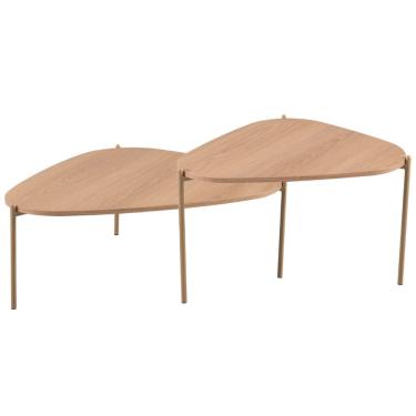 Imagem de Kit 02 Mesas de Centro Para Sala de Estar Pés Metálicos Adek A03 Hanover Dourado - Lyam Decor