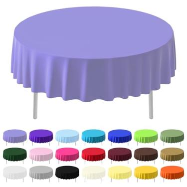 Imagem de CC-SLZP Pacote com 12 toalhas de mesa de plástico premium, 213 cm, descartáveis, redondas, à prova de vazamento, para festas, piquenique, acampamento, aniversário, remoção de ervas daninhas (roxo