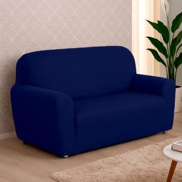 Imagem de Capa De Sofá Lisa Coladinha 2 e 3 ou 4 Lugares/Capa de Poltrona 1 Lugar Malha Gel (Azul Marinho,1 Lugar Poltrona)