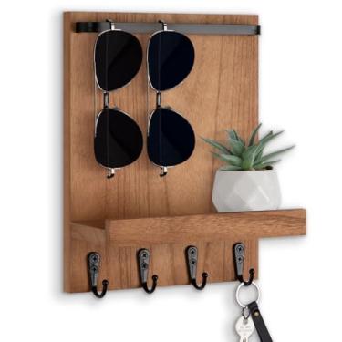 Imagem de Lucundm Suporte de parede para chave, porta-chaves para parede com 4 ganchos, cabide de chave de fazenda para coleira de cachorro, óculos de sol - organizador de correspondência decorativo para