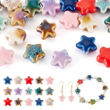 Imagem de Craftora 20 peças de contas coloridas de cerâmica vintage esmalte porcelana espaçador para pulseira, colar, brincos, artesanato, fabricação de joias, 10 mm de diâmetro