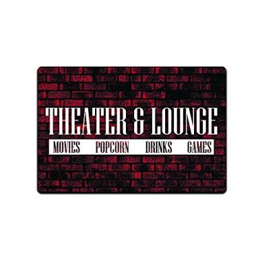 Imagem de JP's Parcels Tin Signs Home Theater Decor - Metal Sign for Basement Bar Card Game Movie Room 12 x 8 in. Theater & Lounge Movies Popcorn Drinks Games