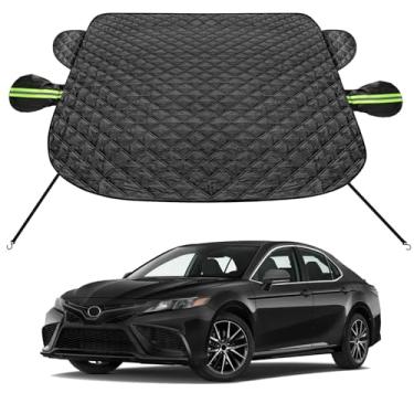 Imagem de SZYUCHEN Capa de para-brisa de carro para gelo e neve Capa anti-neve com proteção contra geada de inverno com capas de espelho lateral compatível com Toyota Camry Corolla Nissan Altima K5 Soul e
