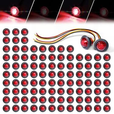 Imagem de MADCATZ Flash estroboscópico e modo estável 100 peças mini marcador LED 3/10.2 cm luz vermelha 3LED, 2 funções 3 fios à prova d'água 12 V luzes de folga para trailer, trailer, caminhão, barco (100