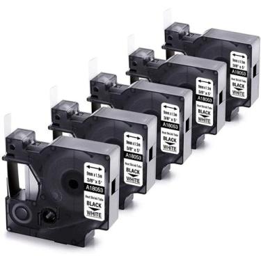 Imagem de Etiquetas de tubos termorretráteis Wonfoucs 18053 9 mm pretas sobre br