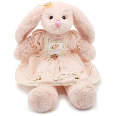 Imagem de Coelho de Pelúcia de 38 cm com Vestido Vintage, Coleção Páscoa, Oits Cute, Rosa