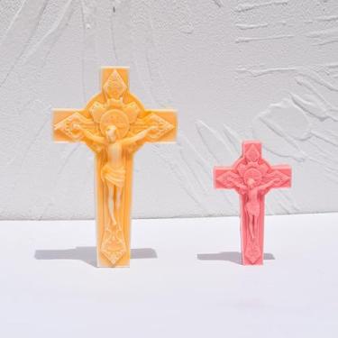 Imagem de Moldes de vela – Molde de silicone para fazer velas, moldes 3D DIY para cera de soja, cera de abelha, vela perfumada, presentes de Dia dos Namorados (crucifixo)