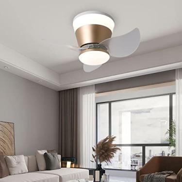 Imagem de Ventiladores de teto silenciosos para quarto infantil com luzes e motor DC reversível remoto 6 velocidades LED Ventiladores de teto com luz de 3 cores com lâmpadas e temporizador verão e inv