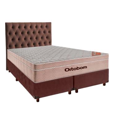 Imagem de Cama Box + Colchão Queen Ortobom Molas Ensacadas Airtech + Cabeceira Estofada