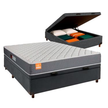 Imagem de Conjunto Cama Box Bau Cinza Casal + Colchão D23 Pro Inducol
