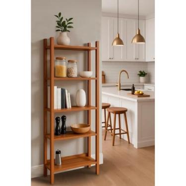 Imagem de Estante Organizador Livreiro Estilo Industrial Madeira MDP Prateleira p/Livros Quarto Sala Cozinha Decoração Ambientes (Off White/Nature)